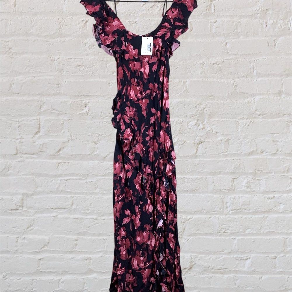 A New Day Maxi Dress Women's Size Small Floral Flounce Off The Shoulder NWT